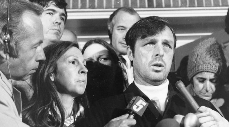 Atlanta Constitution editor Reg Murphy speaks after being released about his kidnapping on Feb. 23, 1974.