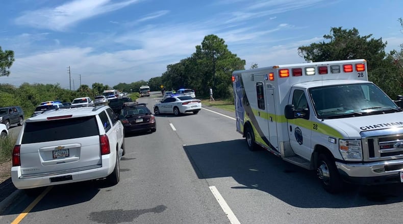 Chatham Emergency Services shared this photo on Facebook of a crash on Highway 80 to Tybee Island.