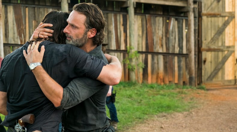 Andrew Lincoln as Rick Grimes, Norman Reedus as Daryl Dixon - The Walking Dead _ Season 7, Episode 8 - Photo Credit: Gene Page/AMC