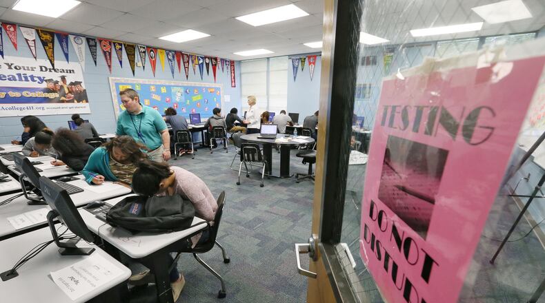 Marietta students take the YouScience test in 2015. Georgia subsequently surveyed students and found “meaningful” increases in career interest as a result of the experience. BOB ANDRES / BANDRES@AJC.COM