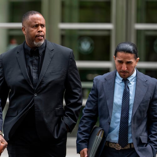 Former NBA player and assistant coach Damon Jones leaves Brooklyn federal court, Tuesday, April 28, 2026, in New York. (AP Photo/Yuki Iwamura)