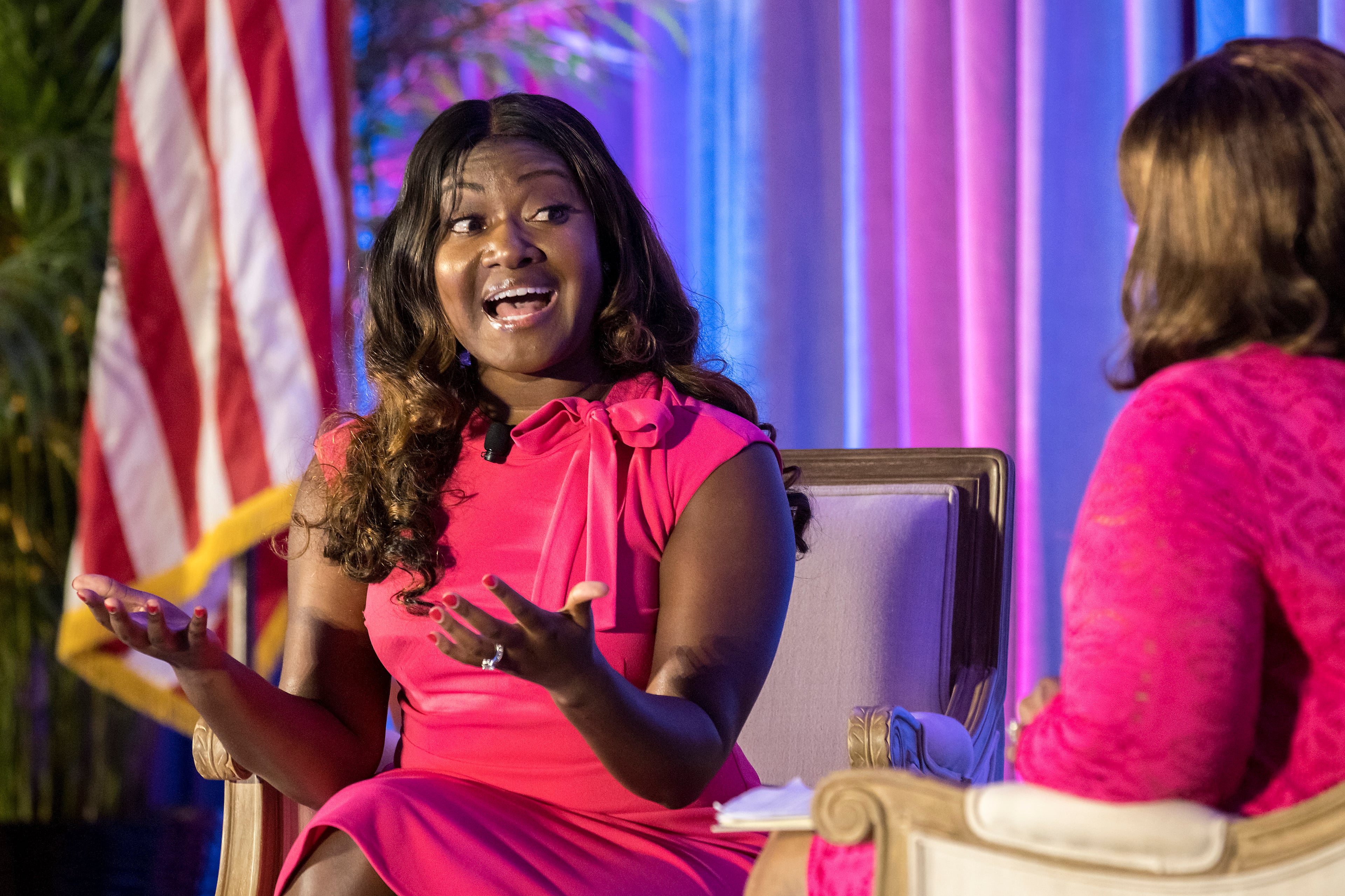 Alisha Thomas Searcy spoke at a Georgia School Board Association conference in Savannah in 2022.