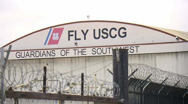 This image taken from video provided by KGTV shows Fly USCG in San Diego. A twin-engine Cessna 414 crashed on Sunday, June 8, 2025, and the Coast Guard said searchers found a debris field about 3 miles west of Point Loma, a San Diego neighborhood that juts into the Pacific. (KGTV via AP)