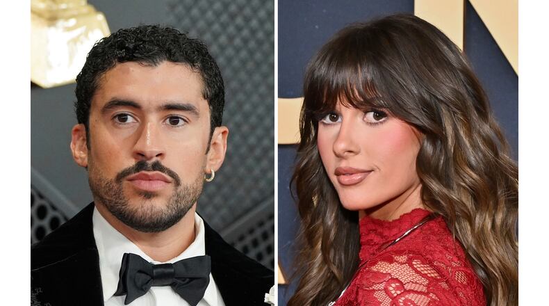 Bad Bunny appears at the 68th annual Grammy Awards in Los Angeles on Feb. 1, 2026, left, and Ella Langley appears at the 59th Annual Country Music Association Awards in Nashville, Tenn., on Nov. 19, 2025. (AP Photo)