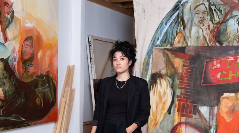 Aineki Traverso, winner of Artadia's inaugural SEEN award, in her studio at Atlanta Contemporary. (Courtesy of Artadia and Aineki Traverso/Walker Bankson)