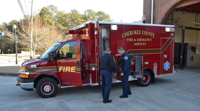 A new ambulance added to Cherokee County Fire and Emergency Station 8, which is located off Hickory Road in Holly Springs. (Credit: Facebook)