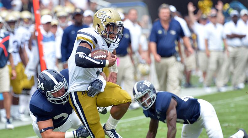 Quarterback Justin Thomas led the Jackets 76 yards for a game-winning touchdown in the final minutes of Tech’s 42-38 win over Georgia Southern.