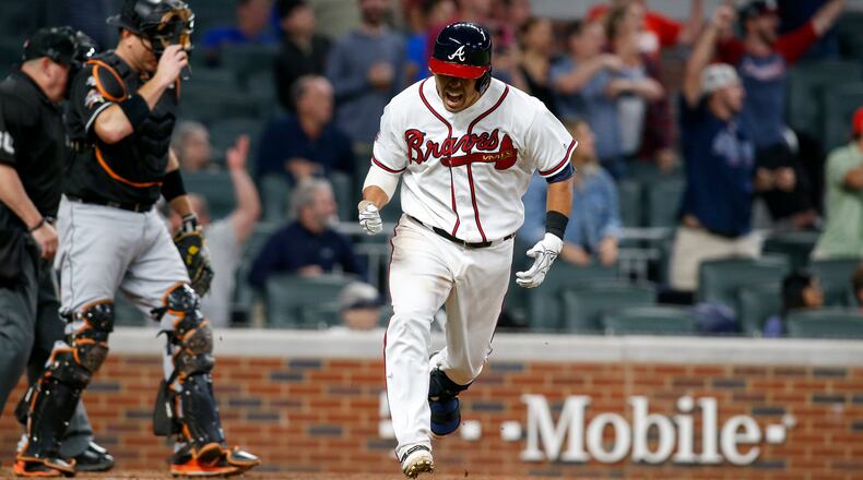 Kurt Suzuki (pictured) has teamed with Tyler Flowers to give the Braves one of the majors’ most productive catching tandems this season. (AP Photo/Brett Davis)