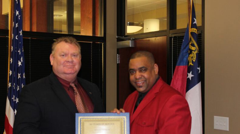 Richmond County sheriff’s Sgt. Greg Meagher (left) and Sheriff Richard Roundtree. (Credit: Augusta Chronicle)