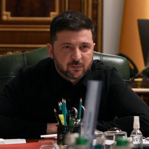 Ukraine's President Volodymyr Zelenskyy speaks during a news conference in Kyiv, Ukraine, Monday, Nov. 3, 2025. (AP Photo/Andrea Rosa)