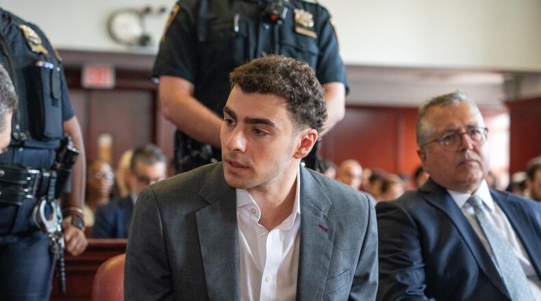 Luigi Mangione appears for a pre-trial hearing at Manhattan Criminal Court in New York, on Tuesday, Aug. 11, 2026. (Steven Hirsch/New York Post via AP, Pool)