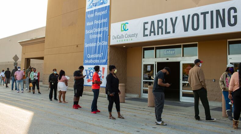 DeKalb County residents vote early at the future Stonecrest City Hall in Stonecrest, Georgia, on Saturday, October 24, 2020. (Rebecca Wright for the Atlanta Journal-Constitution)