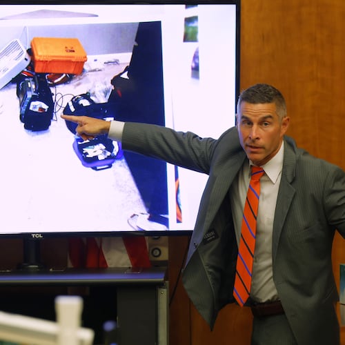 Duxbury firefighter Richard Dwyer testifies during the murder trial for Lindsay Clancy at Plymouth Superior Court in Plymouth, Mass., on Thursday, July 30, 2026. (CJ Gunther/The Boston Herald via AP, Pool)