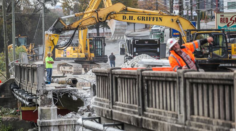 Part of the Cheshire Bridge Road bridge has been removed as the demolition continues.