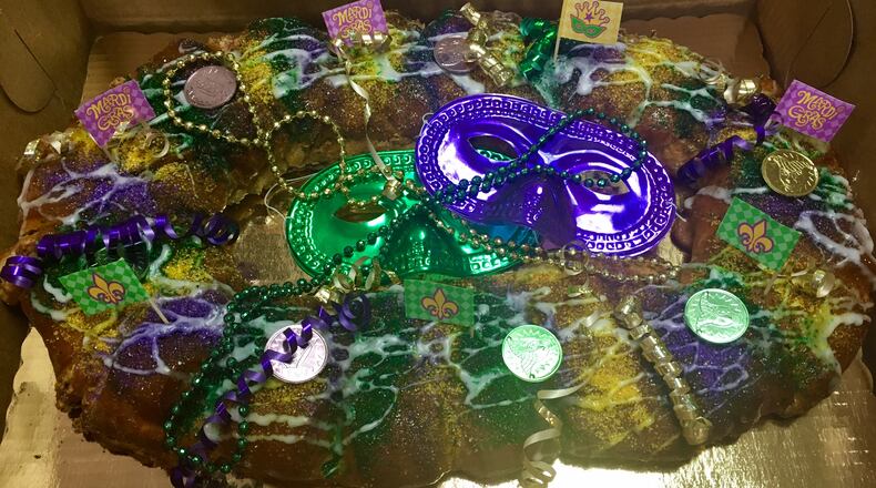 Henri's Bakery offers King Cakes with cream cheese, cinnamon and almond fillings in three sizes. Photo courtesy of Henri's Bakery