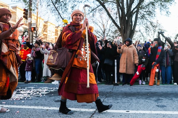 Buddhist Monks walk for peace in Decatur,  on Tuesday, Dec. 30, 2025. The monks have received a warm welcome in Georgia. (Abbey Cutrer/AJC)