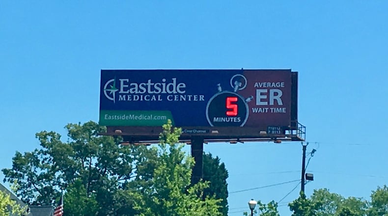 Eastside Medical Center has put up a new billboard displaying real-time wait estimates.