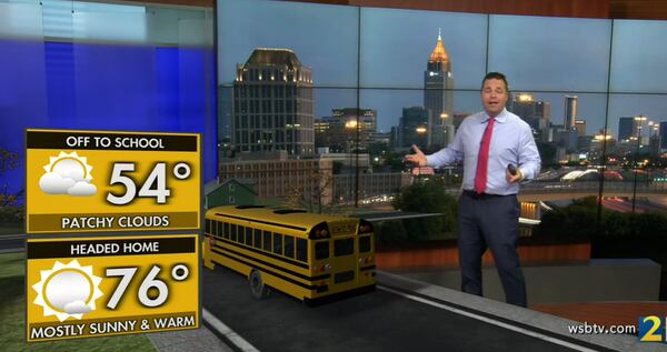 Atlanta is starting Thursday in the mid-50s, and temperatures are expected to climb into the upper 70s by the time kids get home from school, according to Channel 2 Action News meteorologist Brian Monahan.