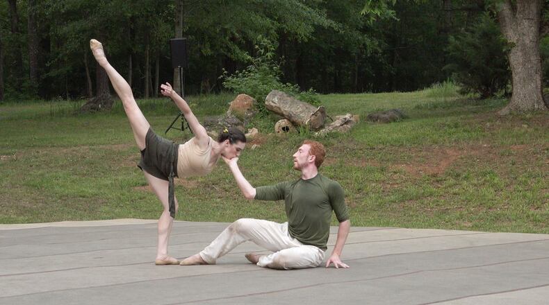 Terminus Modern Ballet Theatre artists Laura Morton and Heath Gill perform "Roam" outdoors at Serenbe. 
Courtesy of Terminus Modern Ballet Theatre