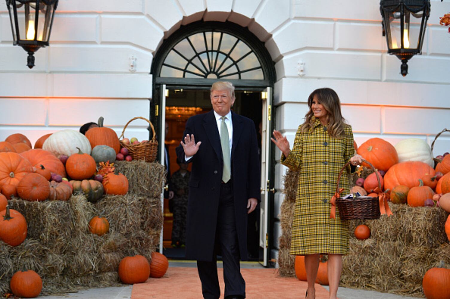 Photos: President Trump, first lady Melania Trump welcome children to White House for Halloween