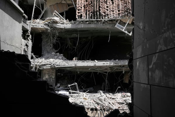 Damages are seen in buildings after an Israeli strike last week, in Tehran, Iran, Wednesday, June 25, 2025. (AP Photo/Vahid Salemi)
