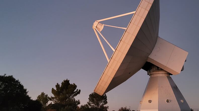This Dec. 2023 photo provided by Pablo de Vicente shows a radio telescope at Yebes Observatory in Yebes, Spain. (Pablo de Vicente via AP)