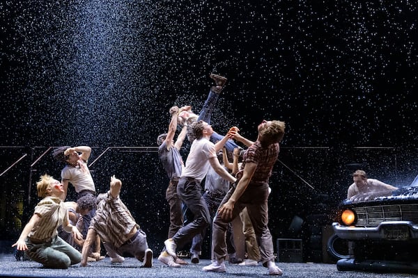 The Greasers and the Socs get in a fatal clash in "The Outsiders: A New Musical," coming to Atlanta Nov. 25-30. Picture from 'The Outsiders' North American Tour. (Courtesy of Matthew Murphy)