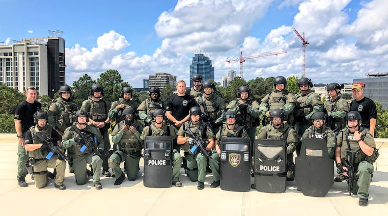 This is a photo of the North Metro SWAT Team in Dunwoody, one of the multiple jurisdictions served by the team.