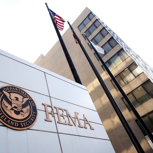 FILE - The Federal Emergency Management Agency headquarters is photographed in Washington, May 5, 2025. (AP Photo/Gene J. Puskar, File)