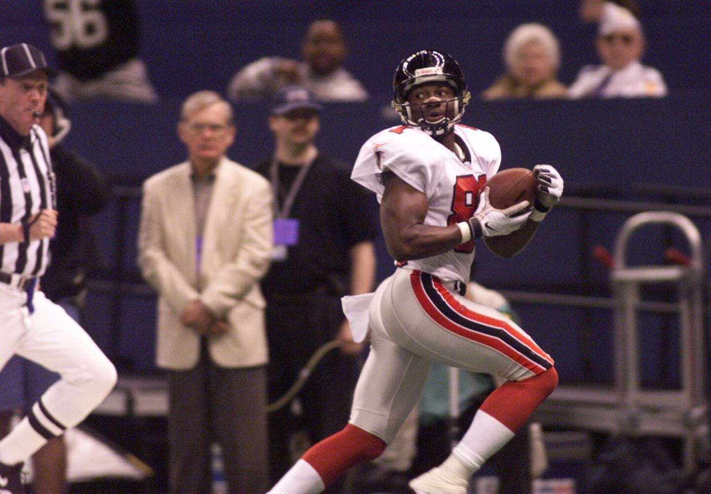 Mathis caught a touchdown for the Falcons in Super Bowl XXXIII