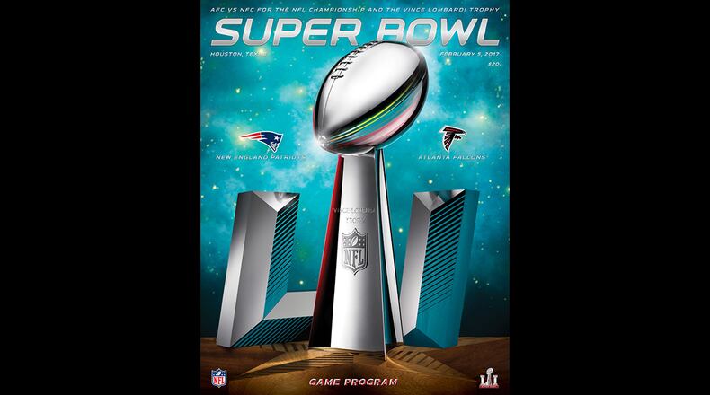 The official program of Super Bowl between the New England Patriots and the Atlanta Falcons.