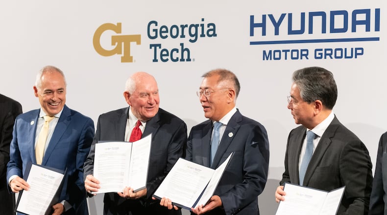 Hyundai signing a memorandum of understanding with Georgia Tech on Sept. 19, 2023.