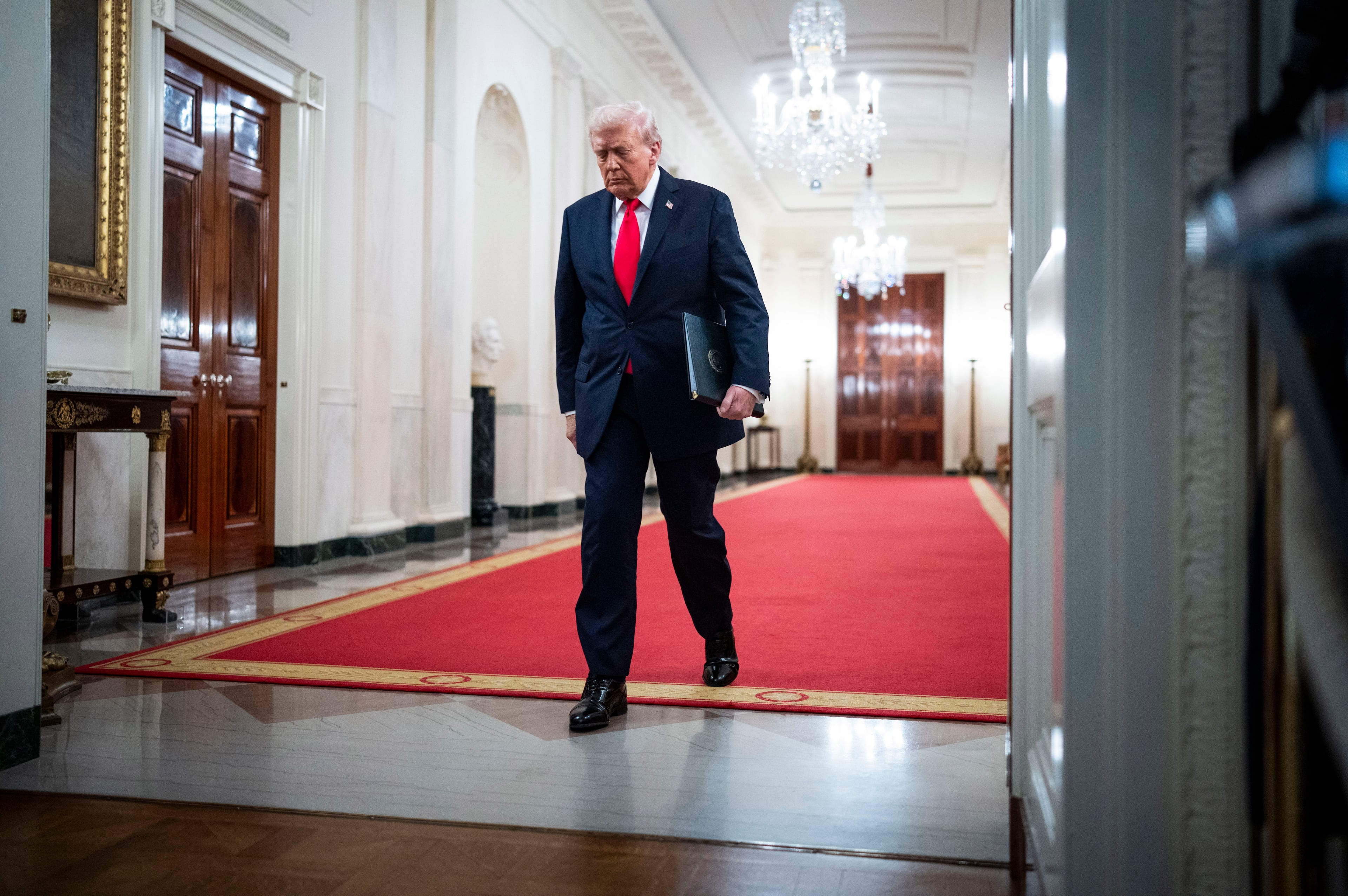 President Donald Trump speaks during an announcement of a drug prices deal in the Oval Office of the White House in Washington, on Thursday, Nov. 6, 2025. (Doug Mills/The New York Times)