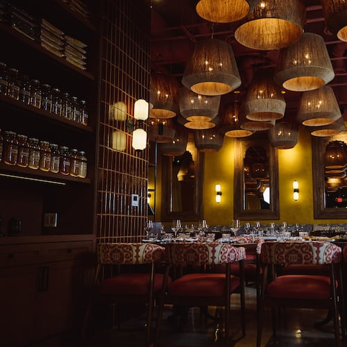 Ghee Indian Kitchen in the Miami neighborhood of Wynwood. Chef and co-owner Niven Patel said the design and decor was nearly identical to Atlanta's West Midtown location. (Felipe Cuevas/Courtesy of Ghee Indian Kitchen)