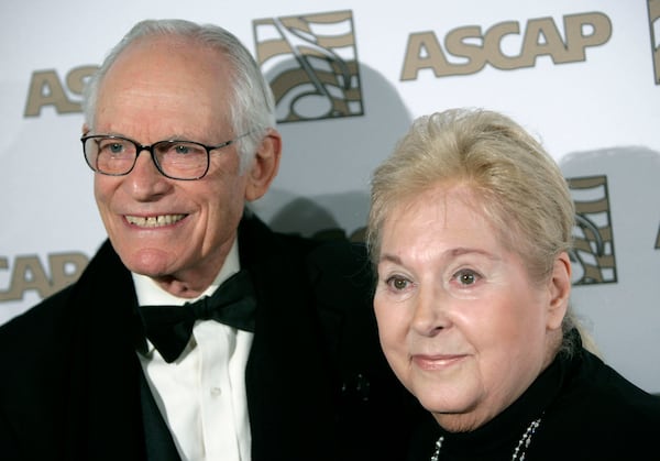FILE - Honorees Alan, left, and Marilyn Bergman arrive at the ASCAP Film and Television music awards in Beverly Hills, Calif. on Tuesday, May 6, 2008. (AP Photo/Matt Sayles, File)
