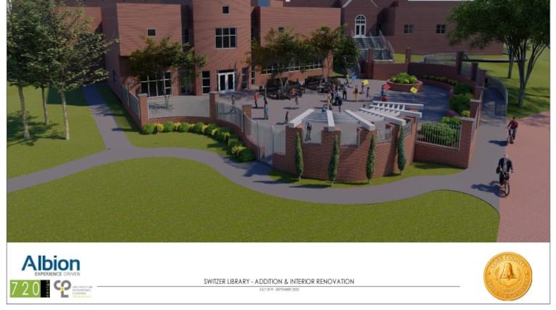 On Sept. 3, Switzer Library (shown here) will reopen with limited services and North Cobb Regional Library will open to be followed by North Cobb’s official opening at 2 p.m. Sept. 5. (Rendering courtesy of Cobb County and Albion)
