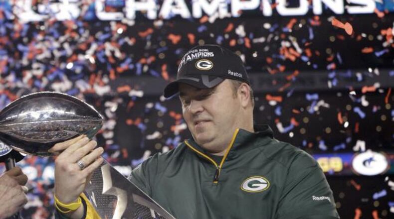 Mike McCarthy after leading the Packers to victory in Super Bowl XLV. They eliminated the No. 1 seeded Atlanta Falcons in the Georgia Dome in the divisional round on their way to the title. (Associated Press)
