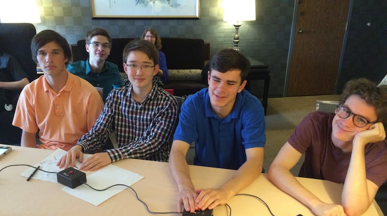Joseph Emerson, Jackson Meyer-Lee, Nathaniel Wolff, Noah Hull and Eric Broner competed for Decatur High School at the national level. Photo: Bo Emerson