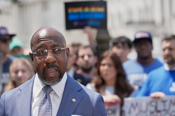 Sen. Raphael Warnock, D-Ga., also joined Democrats in supporting their proposal and opposing the plan backed by the Republican majority that funded agencies for seven weeks without any health care language. (Mariam Zuhaib/AP)