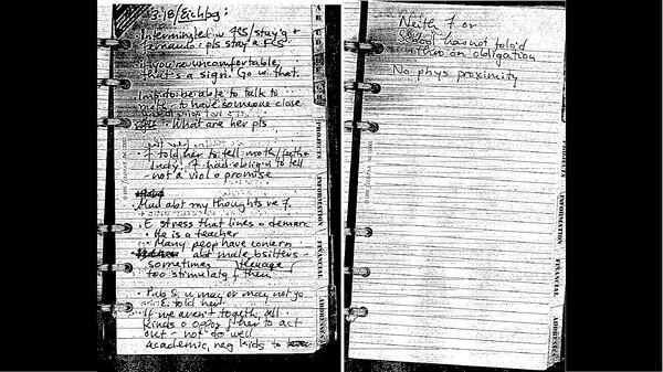 Pictured are pages from Alison Thresher's journal in which she writes about her suspicions that her children's babysitter, Fernando Asturizaga, was sexually abusing her 12-year-old daughter, Hannah. Thresher, 45, vanished from her Bethesda, Maryland, apartment in May 2000, months after she made her suspicions known. Hannah Thresher reported the sexual abuse, which started when she was 10 and continued after her mother's disappearance, in 2010 and  Asturizaga, who also taught at the school the children attended, was convicted in 2012 and sentenced to more than 100 years in prison. Police in Montgomery County now suspect Asturizaga in Thresher's disappearance and presumed murder.