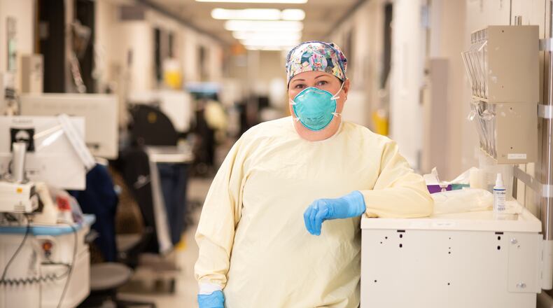 Kelly LaCerra, a charge nurse in the ICU of a COVID-19 unit at Northeast Georgia Health System’s hospital in Gainesville, says, "I’ve never worked so hard in my life." (Contributed)