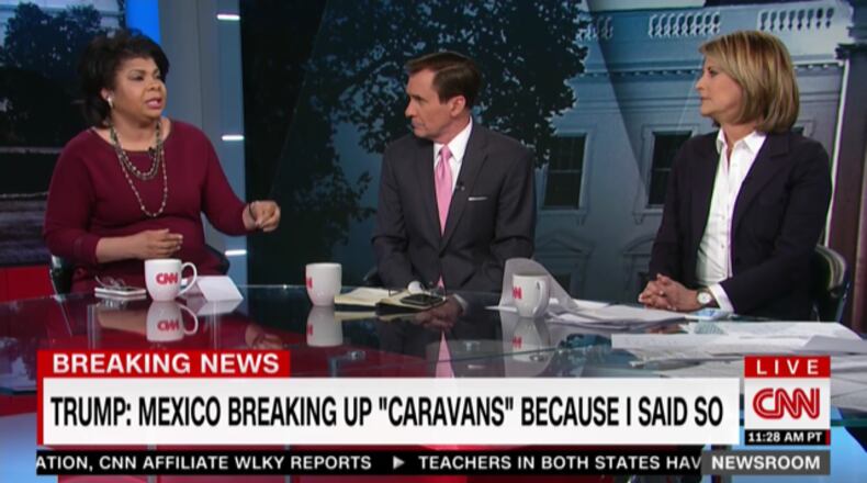 Donald Trump's name is almost always somewhere on the screen and he's a regular topic of conversation on CNN. I literally took this screen shot at random.