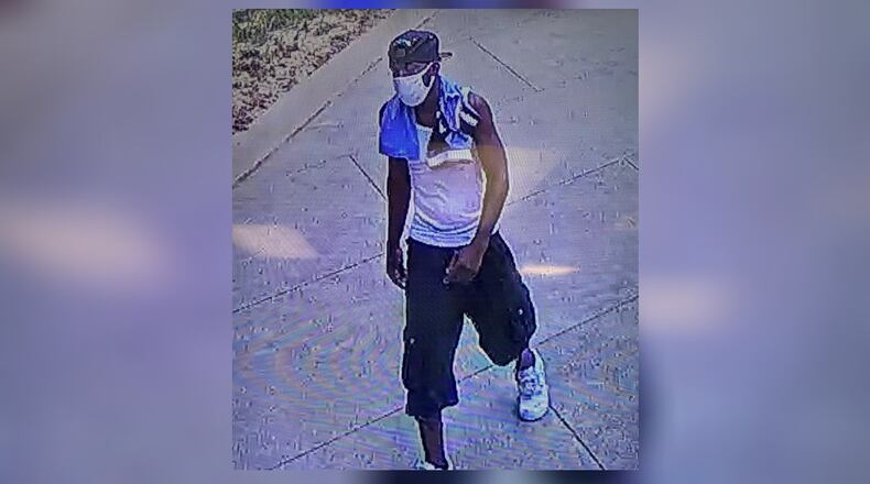 Brookhaven police are searching for this man, who is accused of stabbing a woman on the Peachtree Creek Greenway.