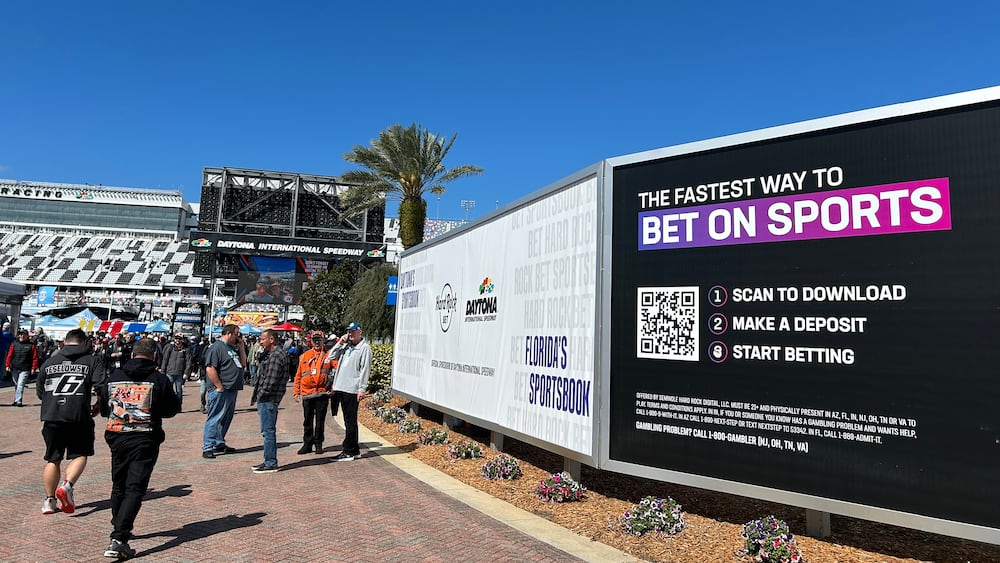 Signs for sports betting were present at the Daytona 500.