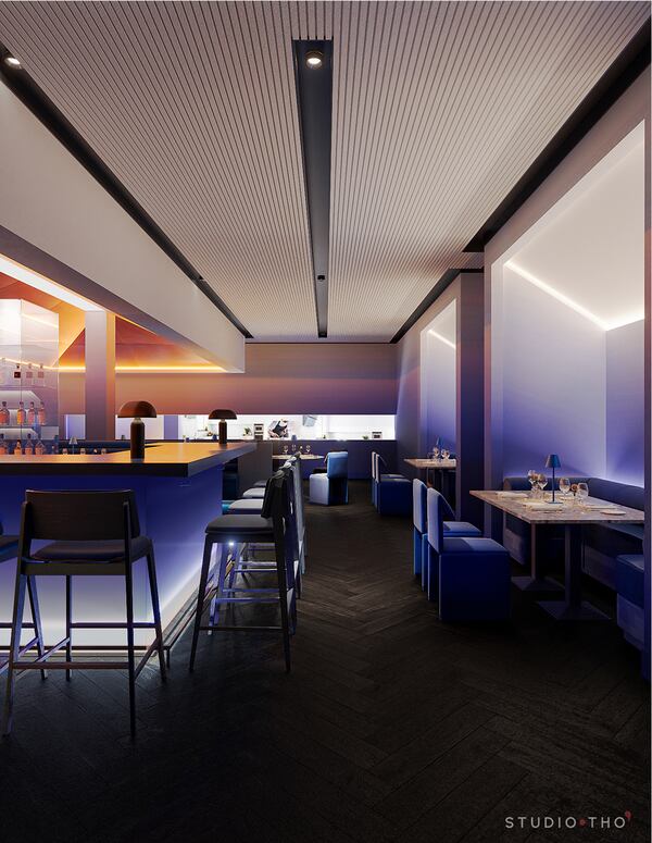 A rendering of the upstairs bar at La Vetta, Southern Cross Hospitality Group's new offering expected in 2026. (Courtesy of Studio Tho)