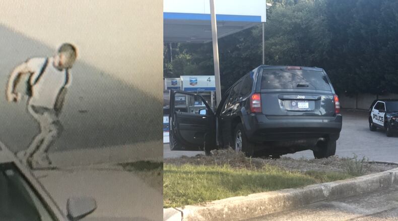 The Clayton County Sheriff's Office said deputies and Morrow police officers are searching for two suspects accused of stealing and wrecking a Jeep SUV.