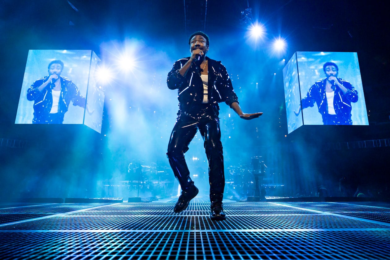 Childish Gambino dazzles a sold-out crowd at State Farm Arena in September 2024 in Atlanta. He was hoarse during the show and said he was recovering from the flu, but shortly thereafter he canceled the rest of the tour. (Ryan Fleisher for the AJC 2024)
