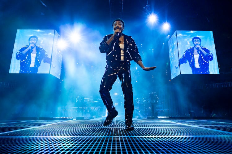 Childish Gambino dazzles a sold-out crowd at State Farm Arena in September 2024 in Atlanta. He was hoarse during the show and said he was recovering from the flu, but shortly thereafter he canceled the rest of the tour. (Ryan Fleisher for the AJC 2024)