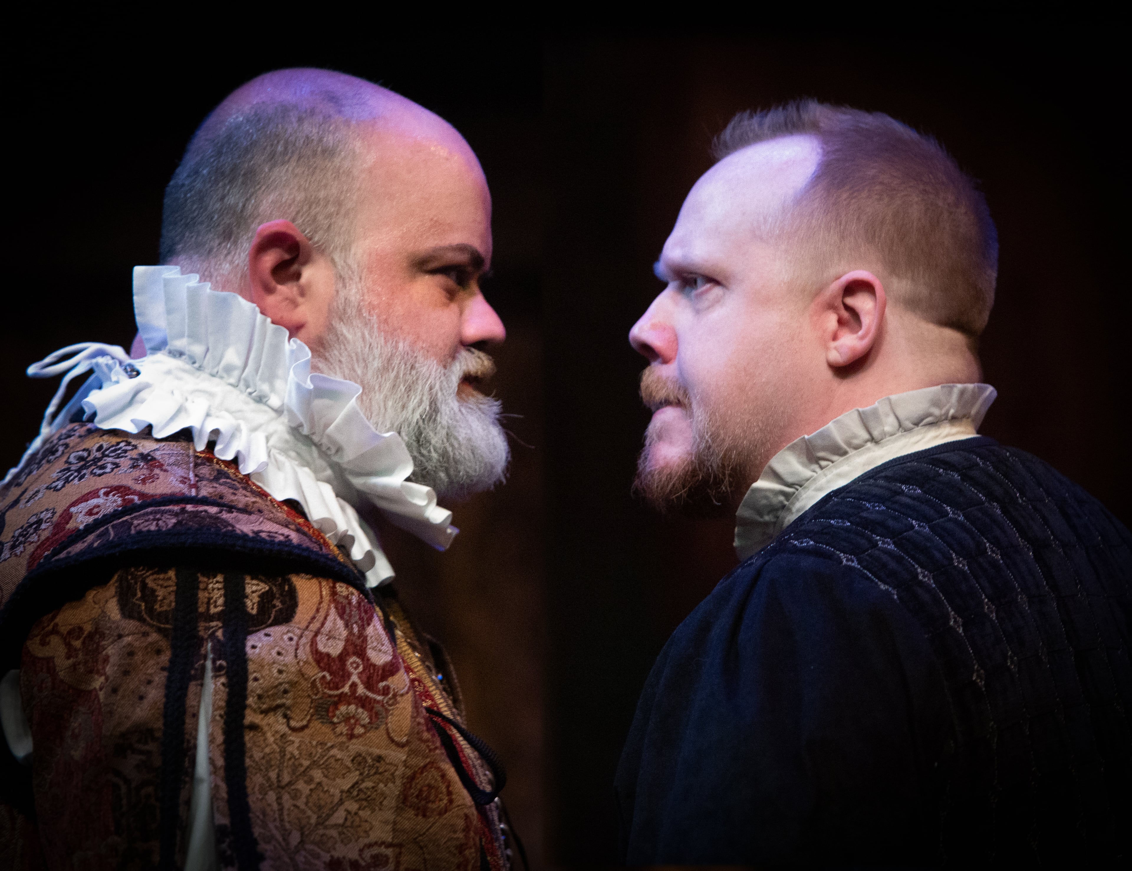 Vinnie Mascola, left, sharing a scene with Houchins in "By My Will." (Courtesy of Shakespeare Tavern Playhouse)