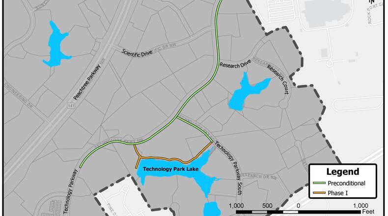 Construction of phase one of Peachtree Corners’ plans for a multi-use trail is set to begin this fall. Courtesy City of Peachtree Corners